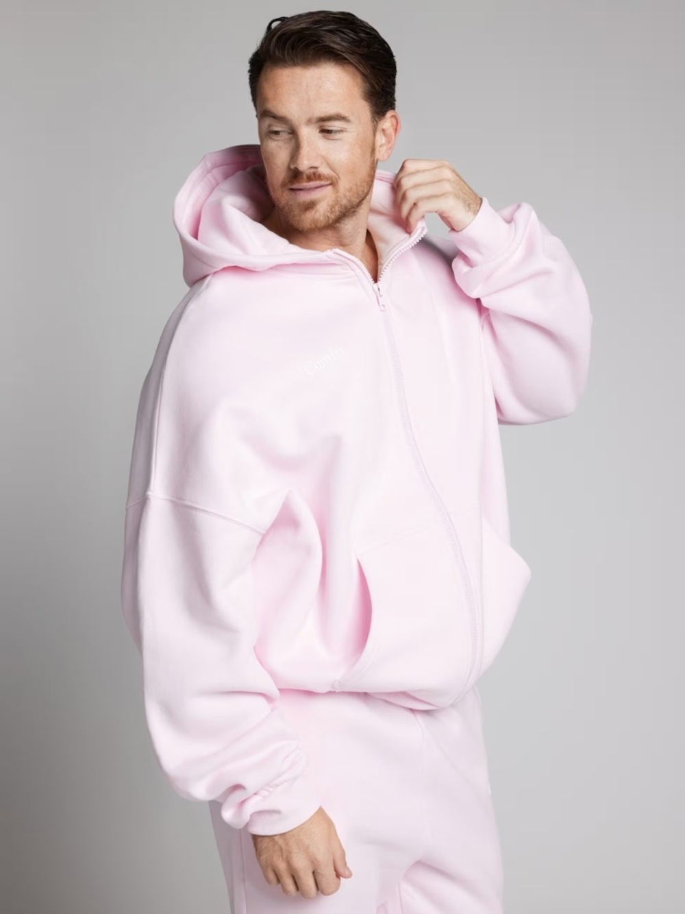 Comfrt Cloud Zip Hoodie in Powder Pink